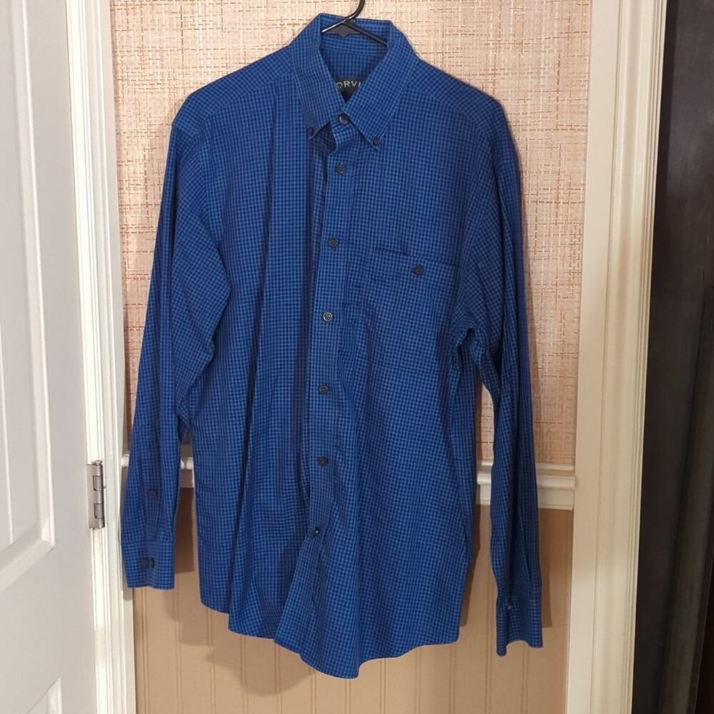 Orvis Blue/Black Check 100% Cotton Pocket Button Down Shirt Men's Size M